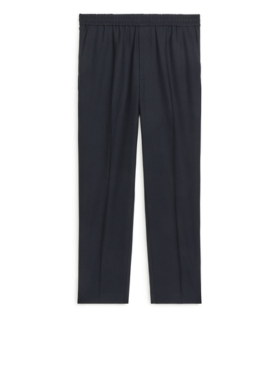 Hopsack Drawstring Trousers - Blue