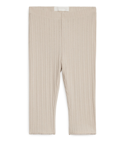 Pointelle Leggings - Beige