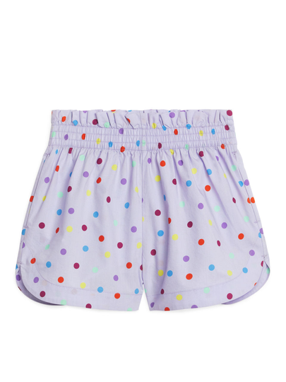 Cotton Paperbag Shorts - Purple