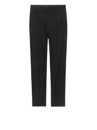 Slim Cotton Stretch Trousers - Black