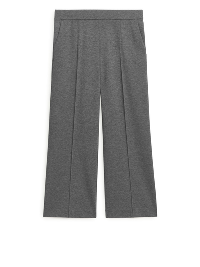 Cropped Milano Rib Trousers - Grey
