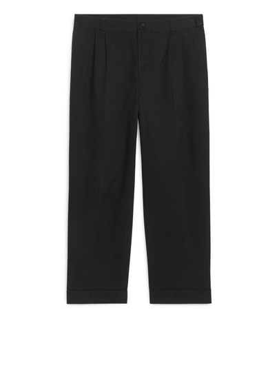Brushed Cotton Trousers - Black