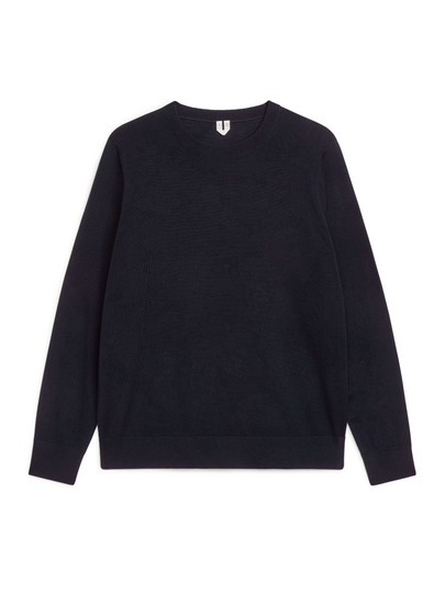Fine Knit Merino Jumper - Blue