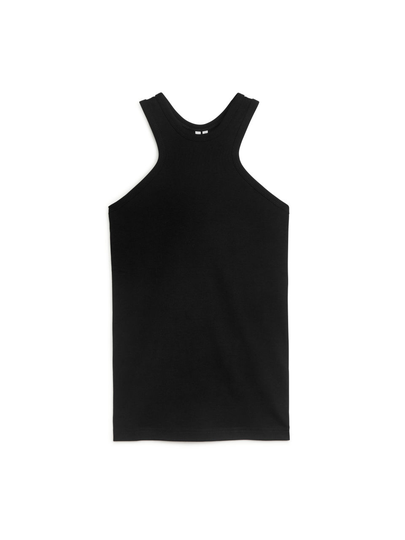 Ribbed Racer Tank - Black