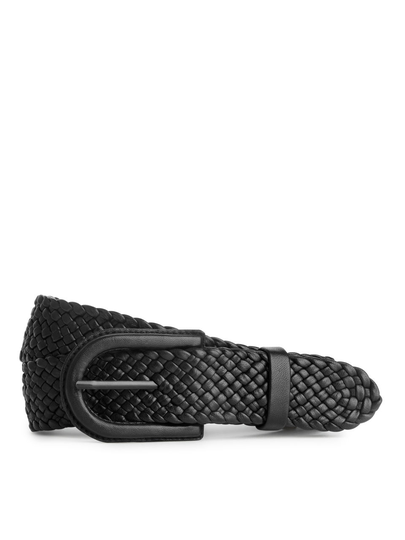 Braided Leather Belt - Black