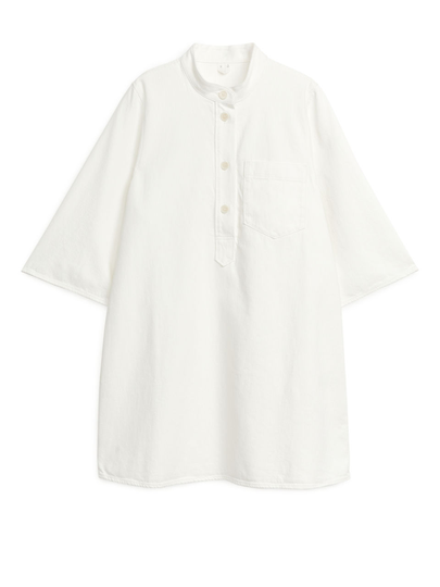 Twill Tunic Dress - White