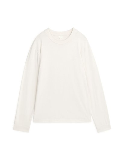 Long-Sleeved Organic Cotton T-Shirt - Beige