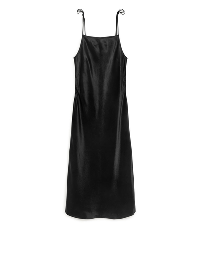 Bias-Cut Strap Dress - Black