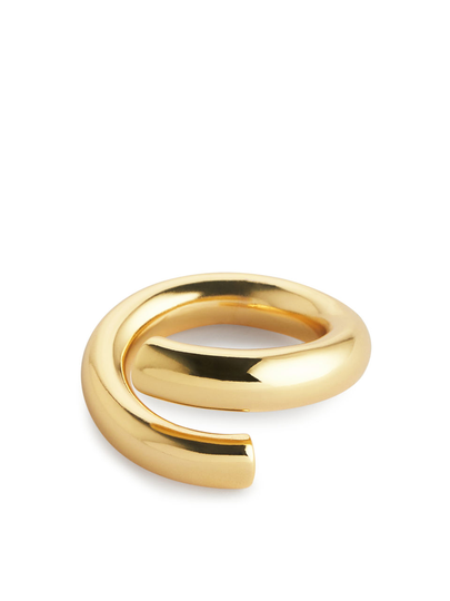 Gold-Plated Open Ring - Brown