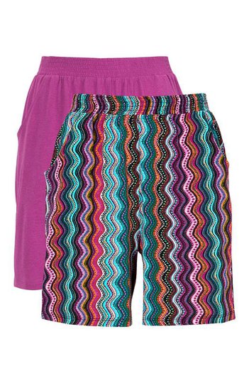 Cellbes Mönstrade shorts i trikå 2-Pack Flerfärgad Lila