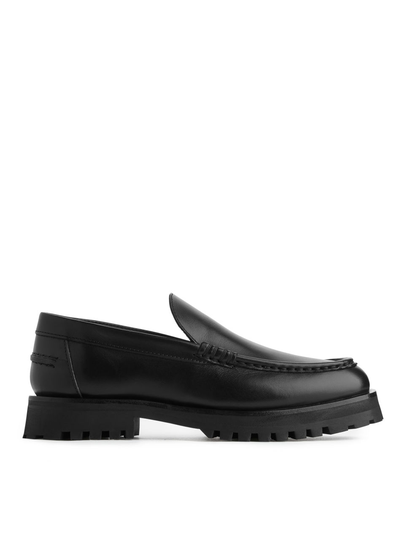 Chunky Leather Moccasins - Black