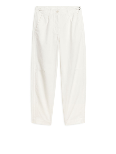 Barrel Leg Cotton Chinos - Beige