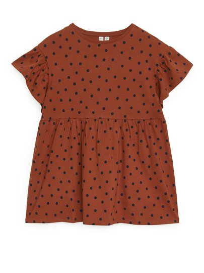 Jersey Frill Dress - Orange