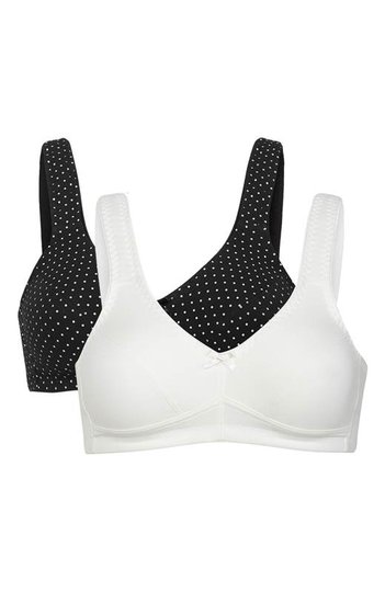 Cellbes BH utan bygel Leah 2-Pack Svart Prickig Vit