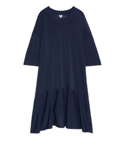 Fluted Knit Dress - Blue