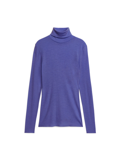 Sheer Merino Wool Roll-Neck - Purple