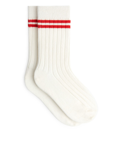 Rib Knit Socks Set of 2 - Red