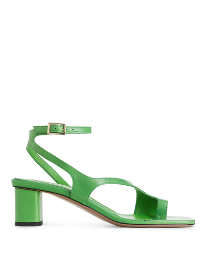 Heeled Leather Sandals - Green