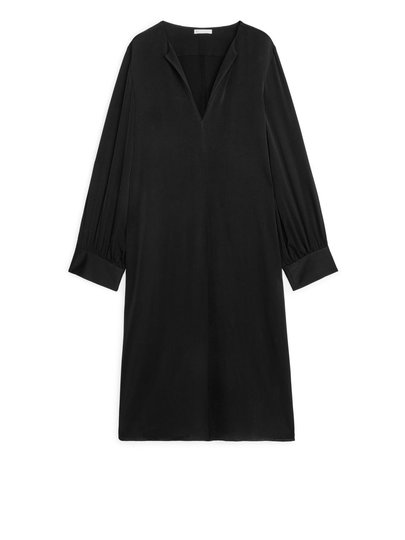 Short Long-Sleeved Dress - Black