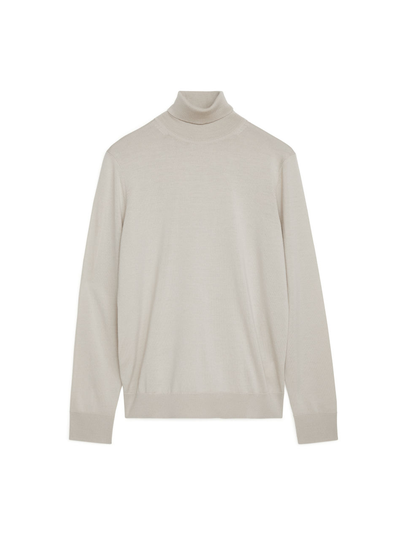 Merino Roll-Neck Jumper - Beige
