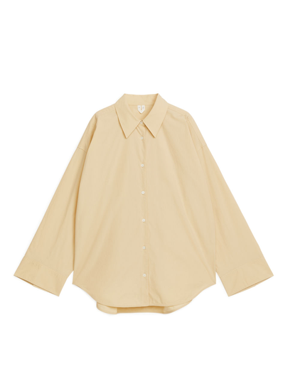 Relaxed Poplin Shirt - Beige