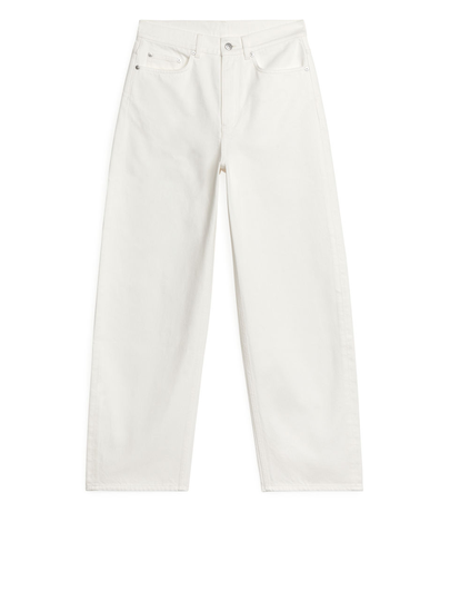 BARREL LEG Non-Stretch Jeans - White