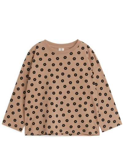 Oversized Long-Sleeve T-Shirt - Beige