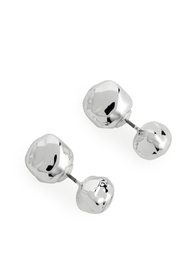 Double-Stud Earrings - Silver