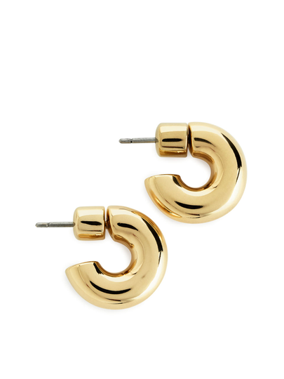 Small Gold-Plated Hoop Earrings - Brown
