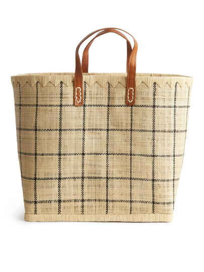 Afroart Large Raffia Bag - Beige