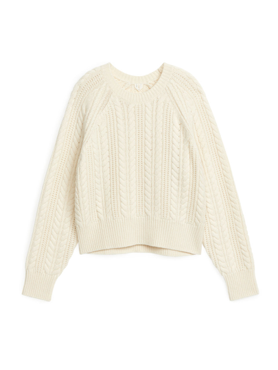 Cable-Knit Wool Jumper - White