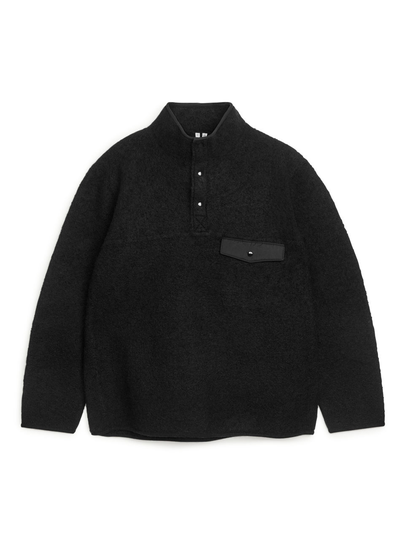 Boiled Wool Jumper - Black