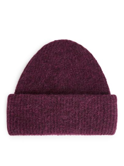 Double-Fold Alpaca Merino Beanie - Purple