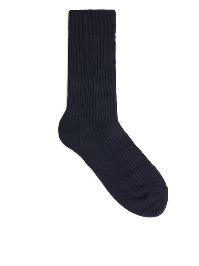 Supima Cotton Rib Socks - Blue