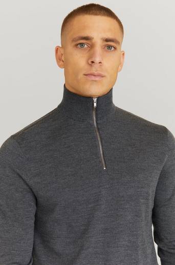 Studio Total Stickad tröja Merino Halfzip Grå