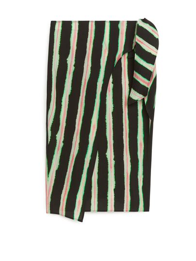 Print Wrap Skirt - Black