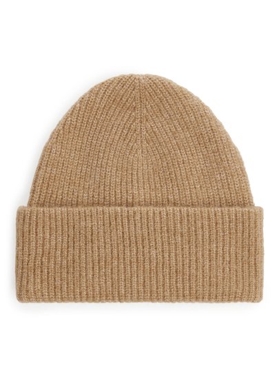Half-Cardigan Alpaca Merino Beanie - Beige