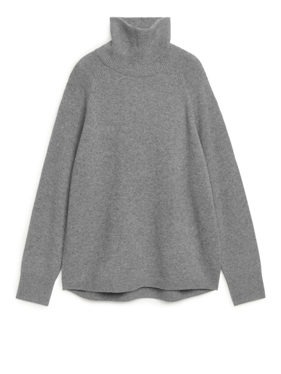 Raglan-Sleeve Cashmere Roll-Neck Jumper - Grey