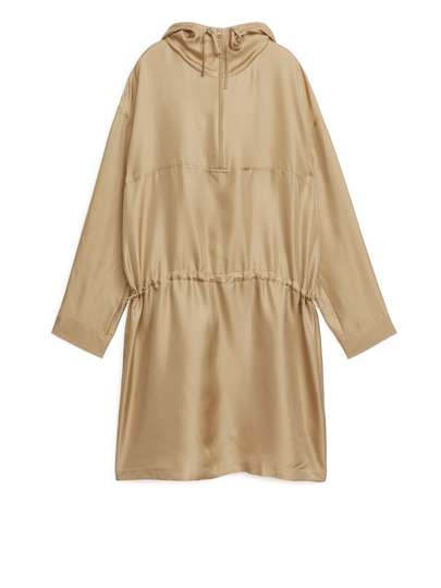 Silk Anorak Dress - Beige