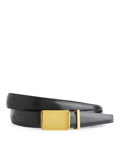 Leather Plate Belt - Black