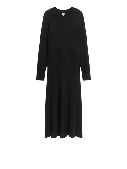 Knitted Wool Blend dress - Black