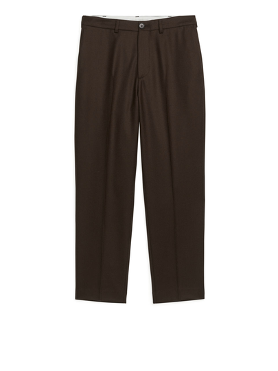 Cropped Tapered Wool Trousers - Green