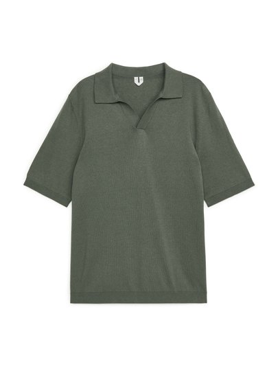 Cotton Linen Polo Shirt - Green