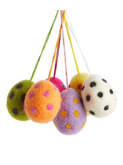 Afroart Felted Egg Decorations, Set of 6 - Pink