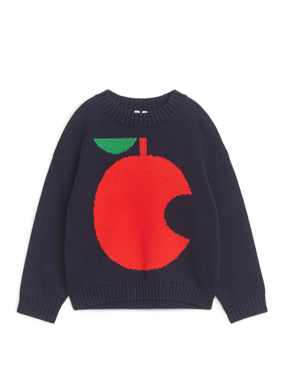 Intarsia Knitted Jumper - Blue