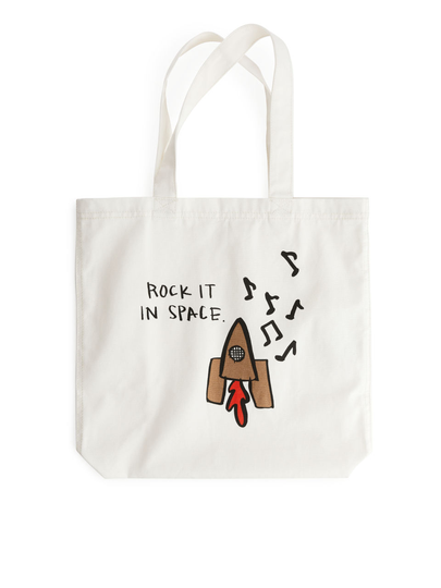 Printed Tote Bag - White