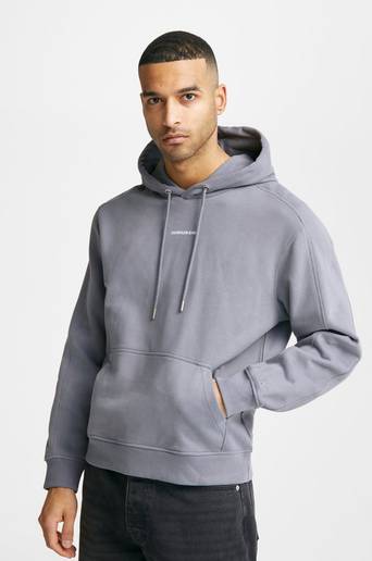 Calvin Klein Jeans Hoodie Micro Branding Hoodie Grå