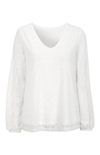 Cellbes Långärmad spetstopp Offwhite