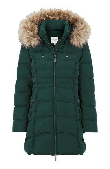 Cellbes Varmfodrad parkas med avtagbar huva Mörkgrön
