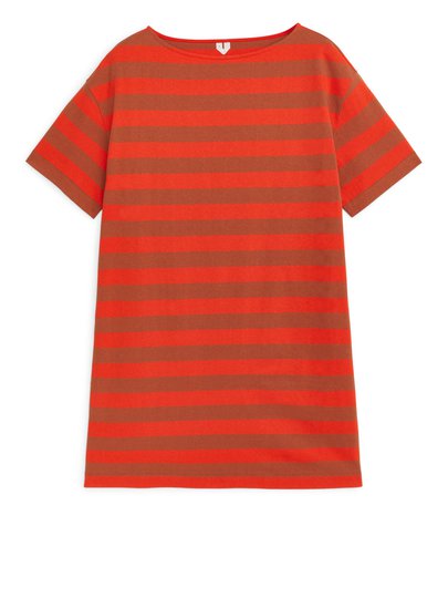 Striped Jersey Dress - Orange
